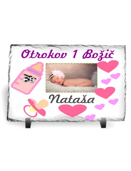 Foto kamen prvi božič - deklica