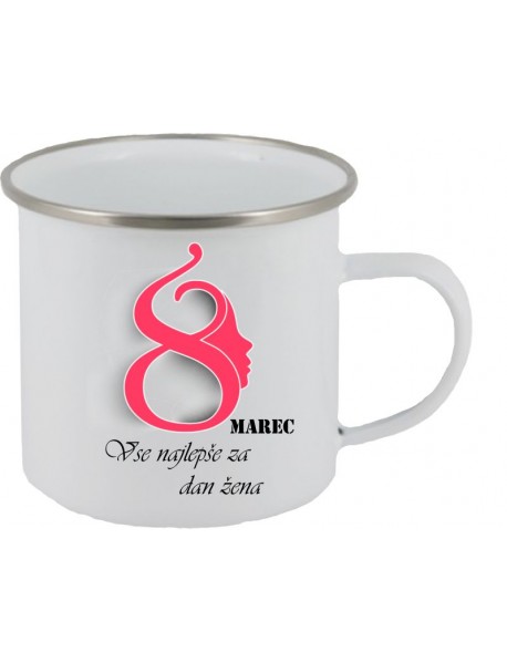 Skodelica emajlirana dan žena obraz