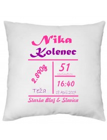 Blazinica z napisom starši - za deklico